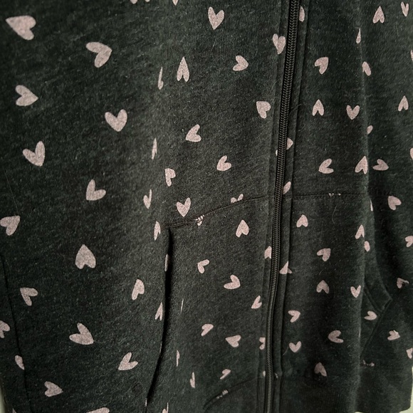 Cat & Jack Gray Sweatshirt Heart Print Hoodie - Picture 3 of 5